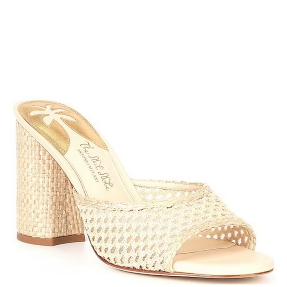 Antonio Melani x The Nat Note, the Riviera Woven women's Metallic Slip-On Mules - Picture 1 of 9